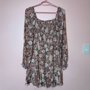 Floral Long Sleeve Babydoll Dress